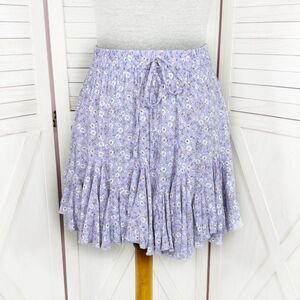 Aeropostale Y2K Floral Tie Waist Flippy Mini Skirt Purple Small